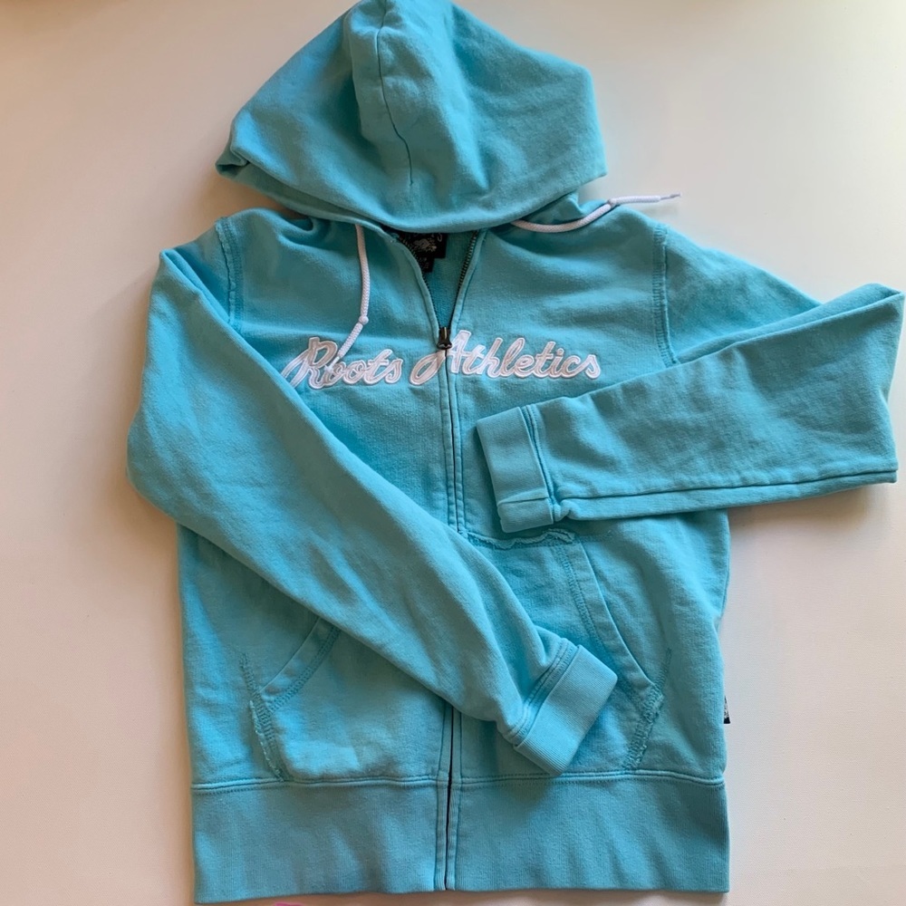 Roots Athletics Hoodie Zip Up Light Blue Sz S